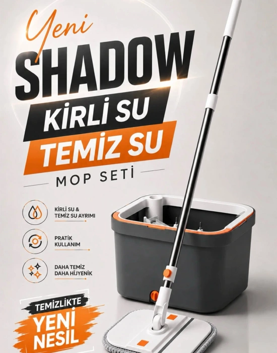 Missclean ( 1 Yedek Bez Hediyeli )Temiz Su ile Kirli Suyu Ayıran Otomatik Temizlik Seti Profesyonel Mop Paspas