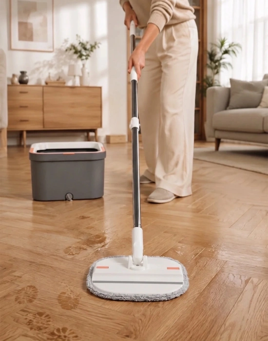 Missclean ( 1 Yedek Bez Hediyeli )Temiz Su ile Kirli Suyu Ayıran Otomatik Temizlik Seti Profesyonel Mop Paspas