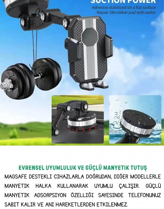 K. Yeni Model 360° Döner Yüzey Vakumlu Telefon Tutucu