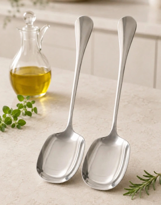 K. Gümüş Paslanmaz Çelik Servis Sunum Kaşığı 21 Cm Metal Kaşık