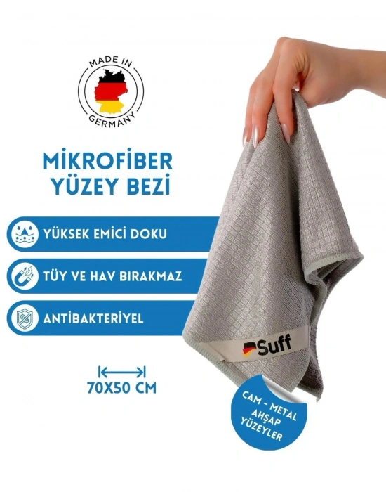 KK. Suff Lotus 70x50Cm Mikrofiber Yüzey Temizlik Bezi Büyük Boy İnox Yüzey Temizlik Bezi Küçük Damalı 70x50 cm