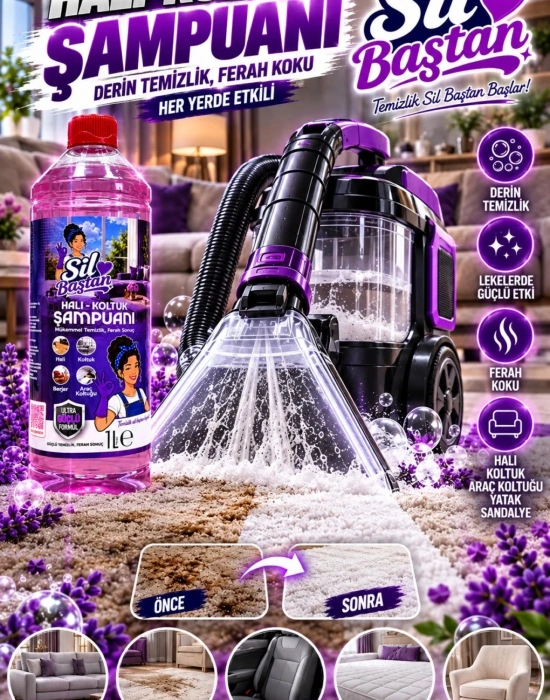 SİL BAŞTAN Halı Koltuk Şampuanı Kokulu 1 Litre ADET