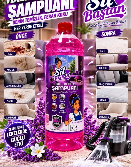 SİL BAŞTAN Halı Koltuk Şampuanı Kokulu 1 Litre ADET