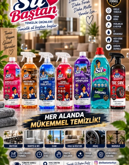 SİL BAŞTAN Cam Parlatıcı, Yağmur Kaydırıcı Spray Solüsyon 575 ml KOLİ 20 ADET