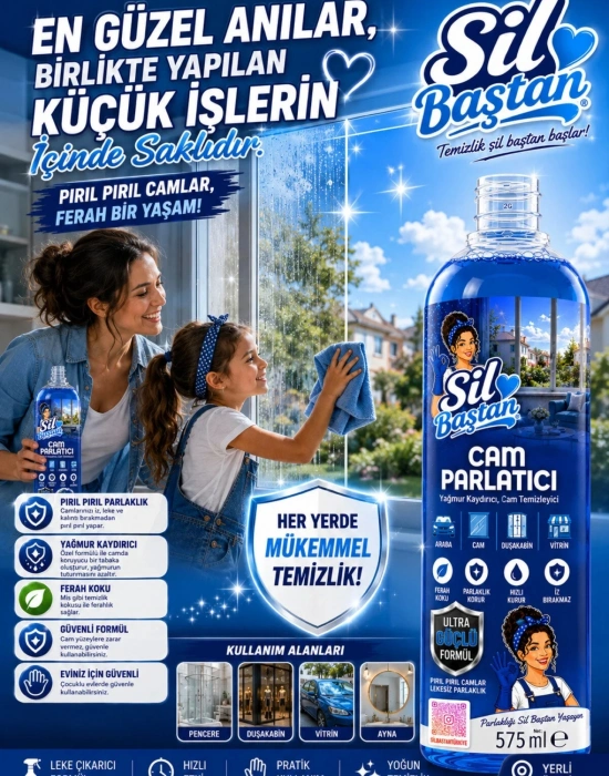 SİL BAŞTAN Cam Parlatıcı, Yağmur Kaydırıcı Spray Solüsyon 575 ml Adet
