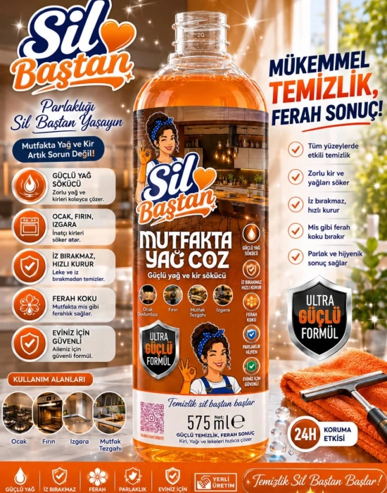 SİL BAŞTAN Mutfak Yağ Çözücü 575 ml KOLİ 20 ADET