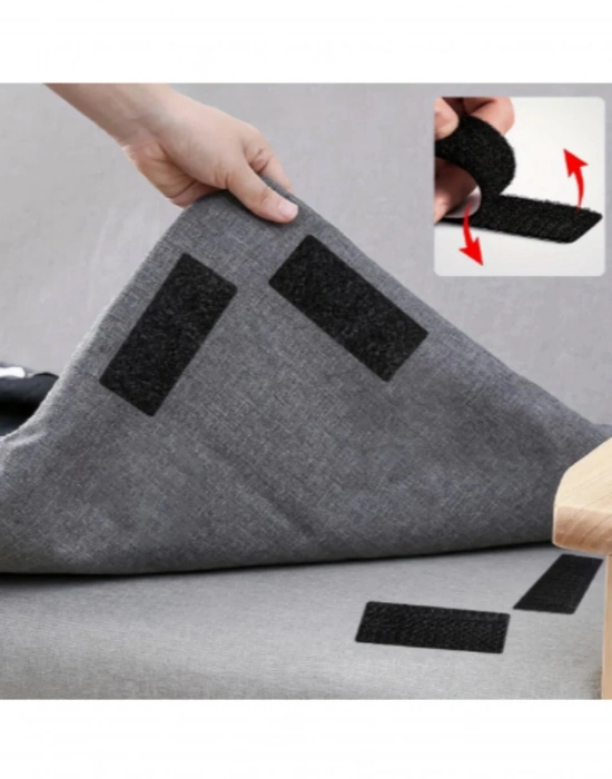 K. Dikdörtgen Halı Cırt 10 Adet 2x5 Cm Arkası Yapışkanlı Cırt Cırt Bant Halı Kilim Koltuk Örtüsü Tablo Sabitleyici