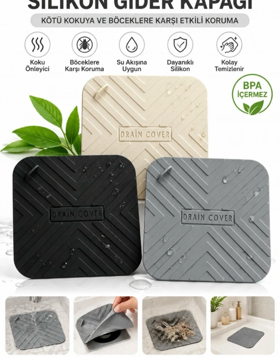K. Kötü Koku Önleyici Silikon Mat Banyo Mutfak Lavabo Balkon Gider Tıpası Kapağı Böcek Önleyici KARMA RENK