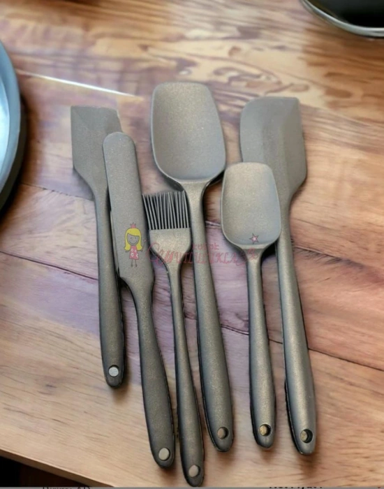 6lı Takım Yanmaz Yapışmaz Mutfak Pasta Slikon Yumurta Fırçası Kaşık Bıçak Spatula Seti