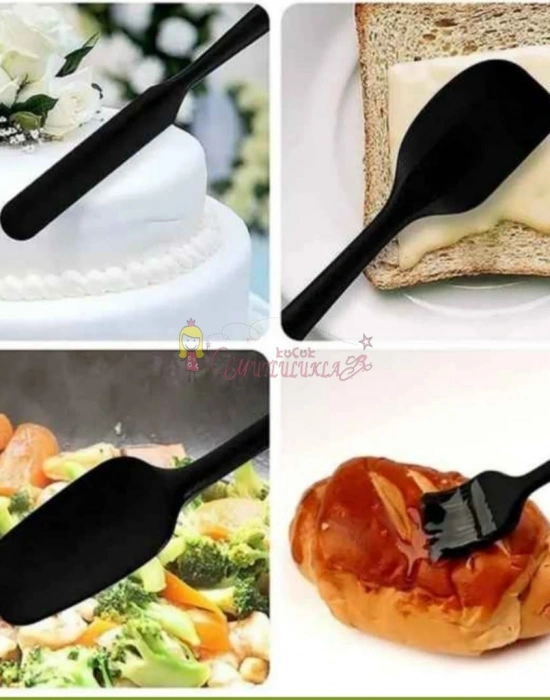6lı Takım Yanmaz Yapışmaz Mutfak Pasta Slikon Yumurta Fırçası Kaşık Bıçak Spatula Seti