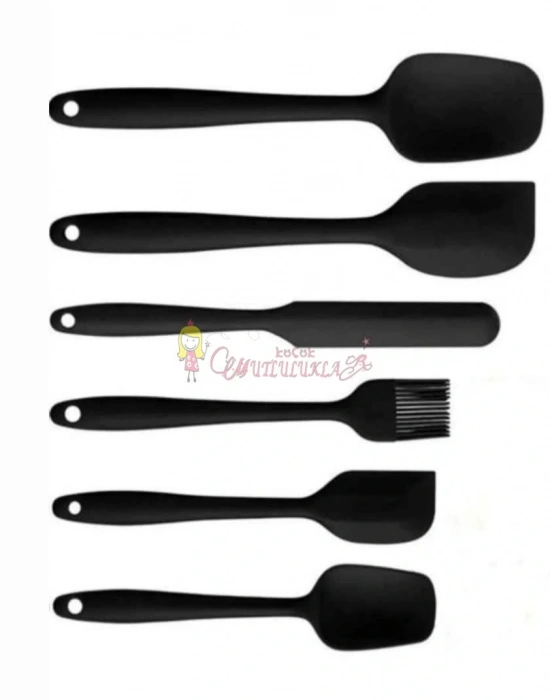 6lı Takım Yanmaz Yapışmaz Mutfak Pasta Slikon Yumurta Fırçası Kaşık Bıçak Spatula Seti