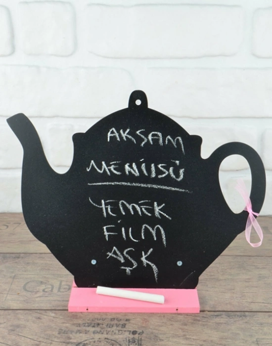 AHŞAP DEMLİK ŞEKLİNDE KARA TAHTA