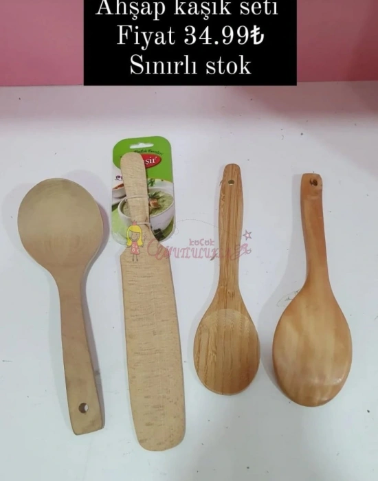 AHŞAP KAŞIK SETİ 4 PARÇA
