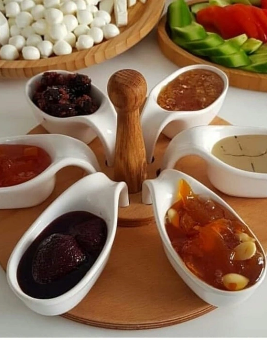 AHŞAP STANDLI 6LI KULPLU OVAL SOSLUK