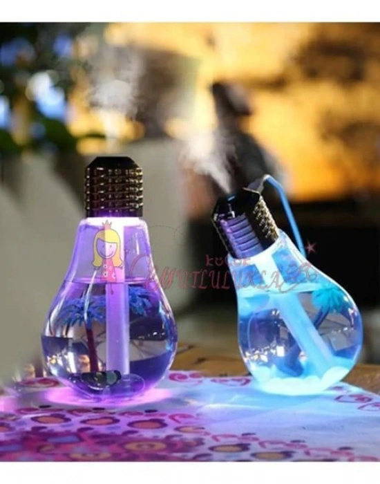 Ampul Şeklinde Led Işıklı Hava Nemlendirici Buhar Makinesi