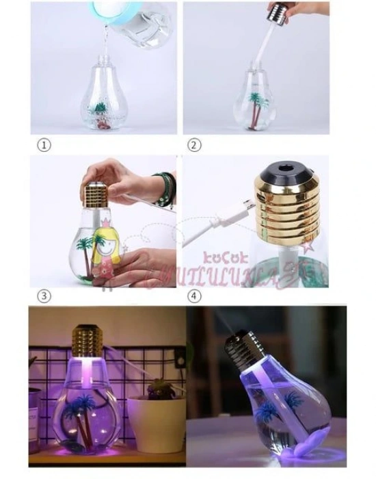 Ampul Şeklinde Led Işıklı Hava Nemlendirici Buhar Makinesi