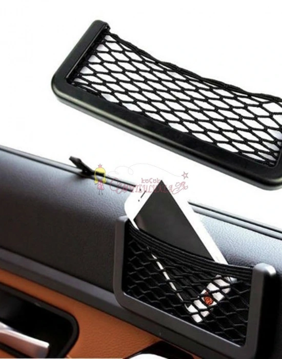 Araç İçi Fileli Pratik Göz Telefon İçin Yapışkanlı Fileli Ceplik