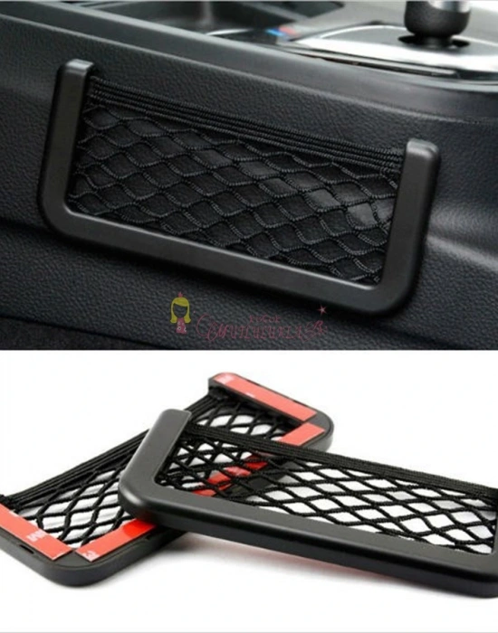 Araç İçi Fileli Pratik Göz Telefon İçin Yapışkanlı Fileli Ceplik