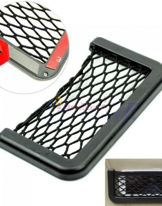 Araç İçi Fileli Pratik Göz Telefon İçin Yapışkanlı Fileli Ceplik