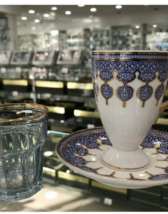 AYAKLI ALTIN YALDIZLI LUKS KAHVE FİNCANI