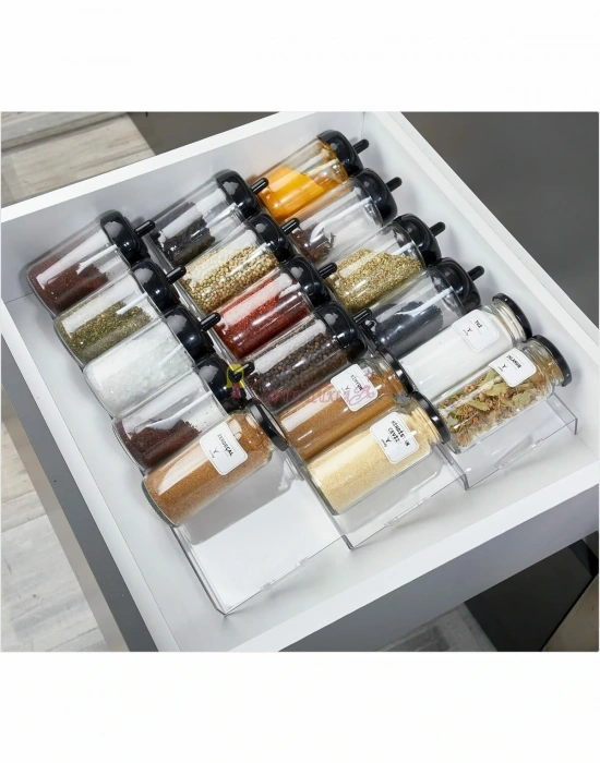 Ayarlanabilir Çekmece Içi Baharatlık Düzenleyici - Baharatlık Takımı Standı Organizeri  (6 ADET)