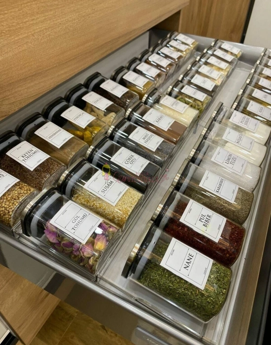 Ayarlanabilir Çekmece Içi Baharatlık Düzenleyici - Baharatlık Takımı Standı Organizeri  (6 ADET)