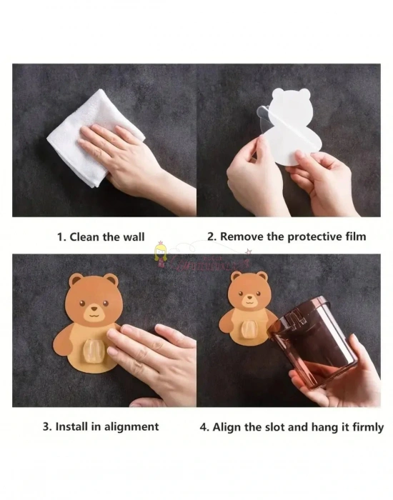 Ayı Figürlü Diş Fırçalık Organizer Ve Askılık Ayıcık Diş Fırçalığı 2Li