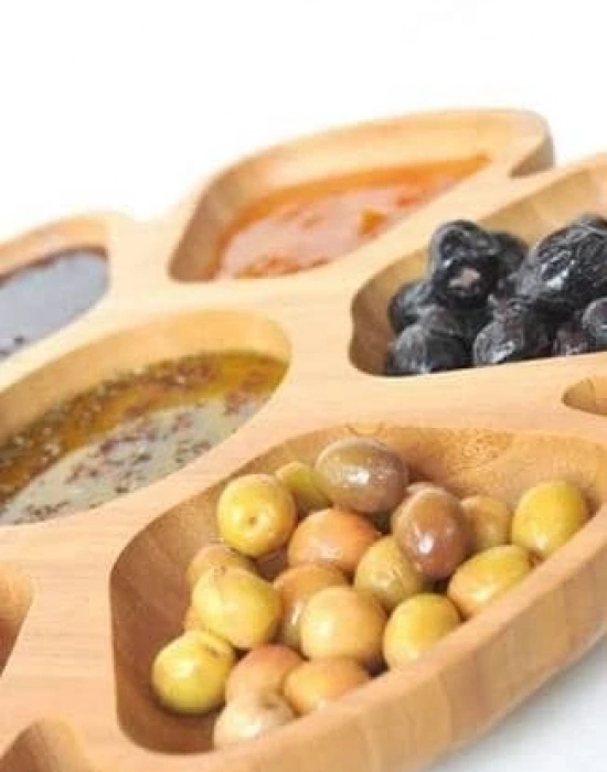 BAMBU DÖNER TABANLI 7 BÖLMELI YUVARLAK SUNUM-SERVİS TABAĞI