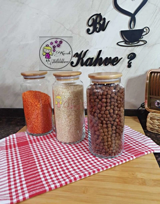 BAMBU KAPAKLI CAM KAVANOZ