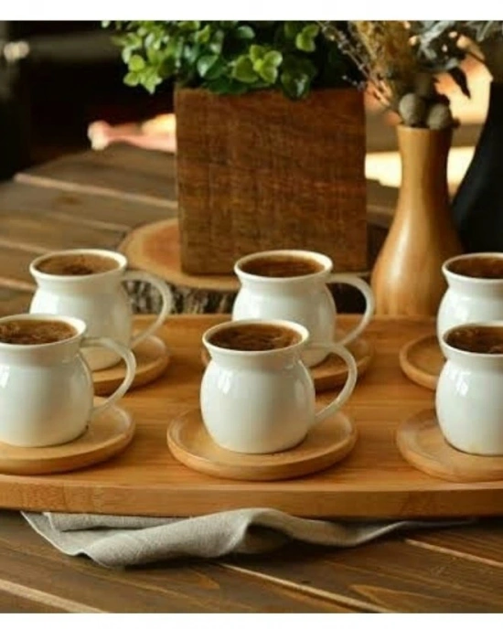 BAMBU TABAKLI DÜZ 6LI LÜX KAHVE FİNCAN TAKIMI
