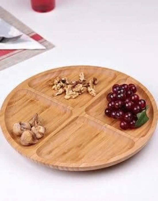 BAMBU YUVARLAK SUNUM-SERVİS TABAĞI 4 BÖLMELI