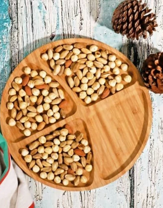 BAMBU YUVARLAK SUNUM-SERVİS TABAĞI 4 BÖLMELI