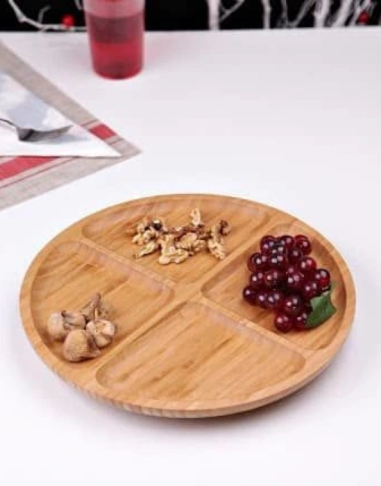 BAMBU YUVARLAK SUNUM-SERVİS TABAĞI 4 BÖLMELI