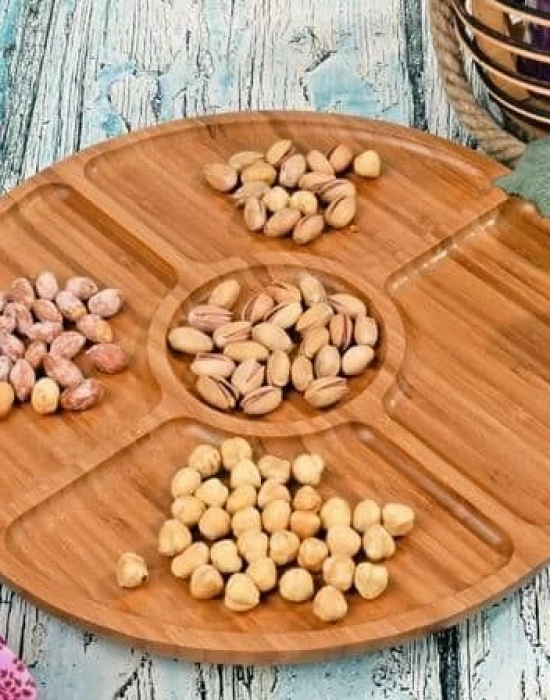 BAMBU YUVARLAK SUNUM-SERVİS TABAĞI 5 BÖLMELI