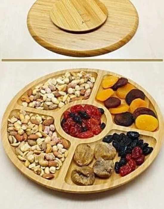 BAMBU YUVARLAK SUNUM-SERVİS TABAĞI 5 BÖLMELI