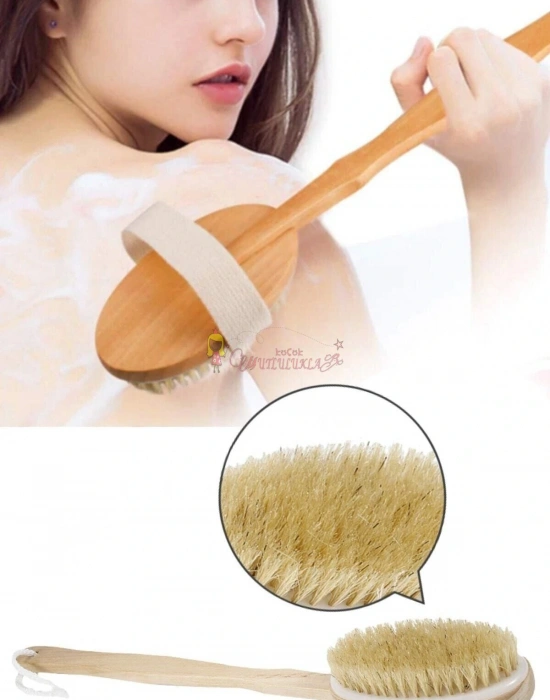 Banyo Sırt Fırçası Uzun Ahşap Saplı