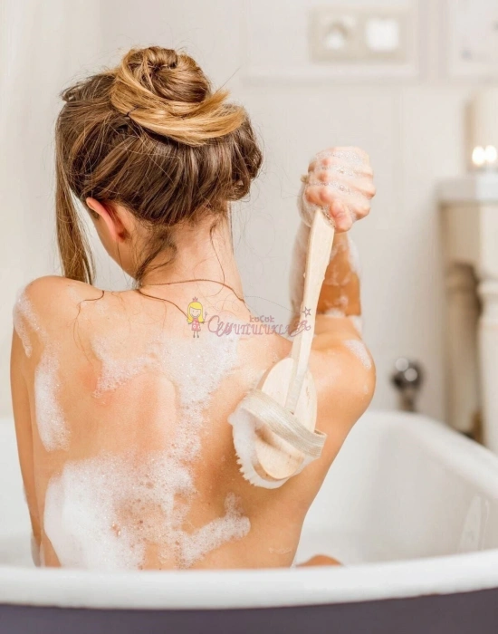 Banyo Sırt Fırçası Uzun Ahşap Saplı