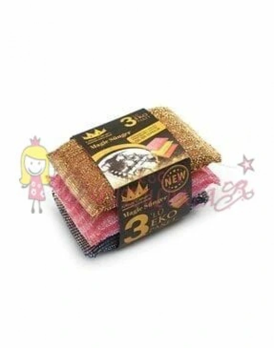 Bulaşık Ovma Süngeri 3 Lü Paket Metalik Bulaşık Teli - Telli Sünger