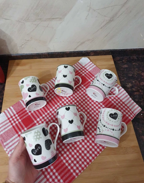 Büyük Boy Porselen Kupa 6lı