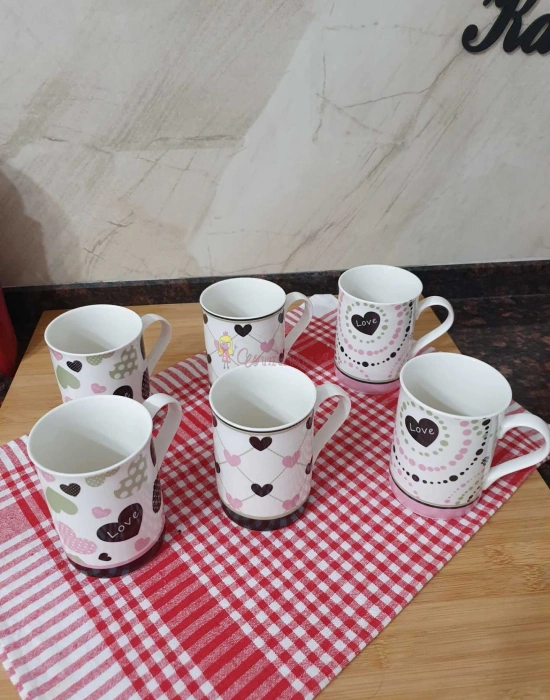 Büyük Boy Porselen Kupa 6lı