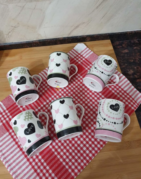 Büyük Boy Porselen Kupa 6lı