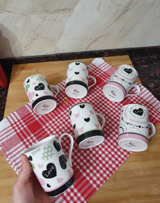 Büyük Boy Porselen Kupa 6lı