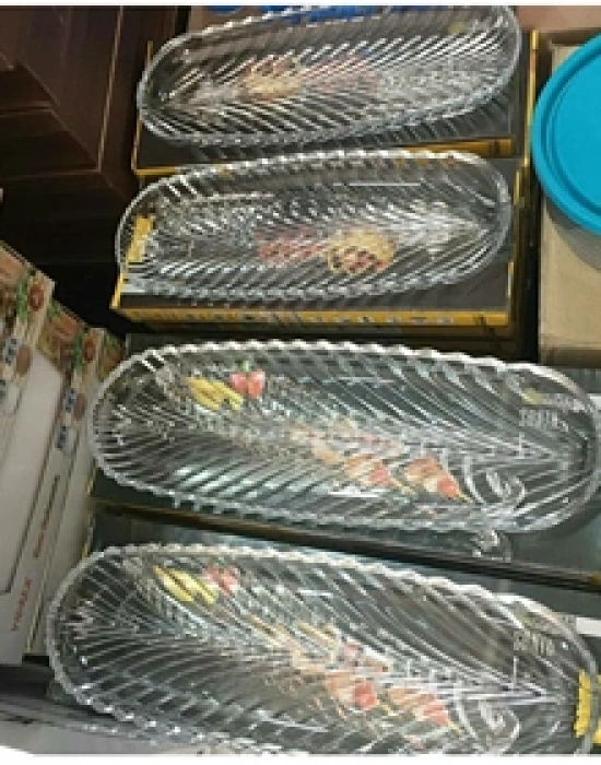 BÜYÜK CAM UZUN KAYIK SUNUM TABAĞI