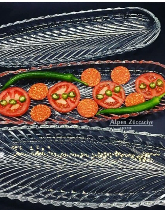 BÜYÜK CAM UZUN KAYIK SUNUM TABAĞI