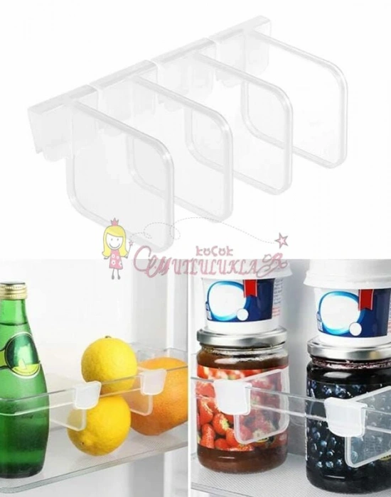 Buzdolabı Raf Ayırıcı Ayarlanabilir Dolap, Çekmece Düzenleyici ( 4 Adet )