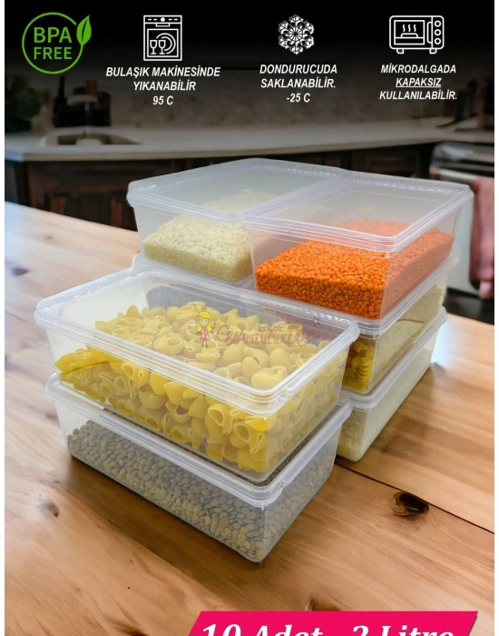 Buzdolabi Saklama kabi dikdortgen ( 10 adet ) 2 Lt