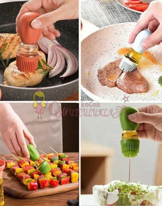 CAM Hazneli Silikon Yağ Sos Ve Yumurta Fırçası Fırçası