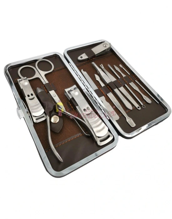 Çantalı Manikür Pensi Profesyonel ve Manikür Pedikür Seti 13 Parça Tırnak Eti İtici Ve Cımbız