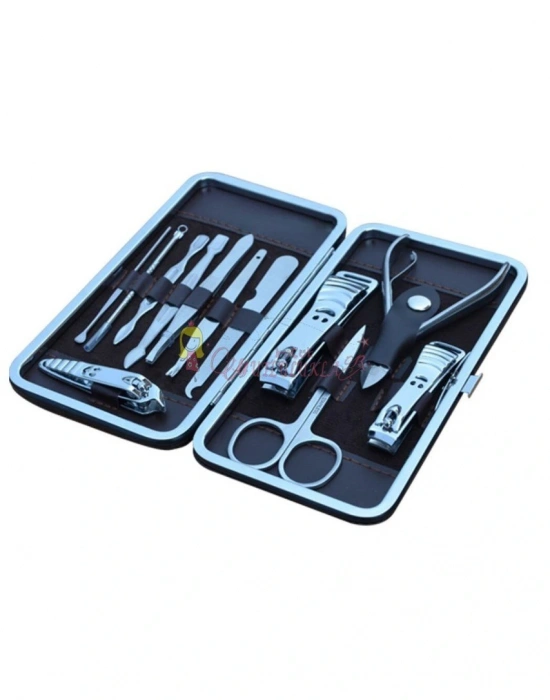 Çantalı Manikür Pensi Profesyonel ve Manikür Pedikür Seti 13 Parça Tırnak Eti İtici Ve Cımbız