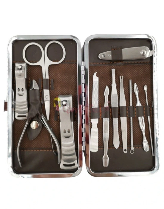 Çantalı Manikür Pensi Profesyonel ve Manikür Pedikür Seti 13 Parça Tırnak Eti İtici Ve Cımbız